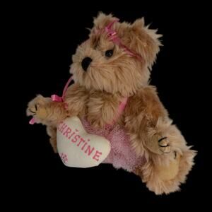 Ballerina Teddy Bear Plush Christine Heart Jointed Pink Tutu 8 in Plush Toy